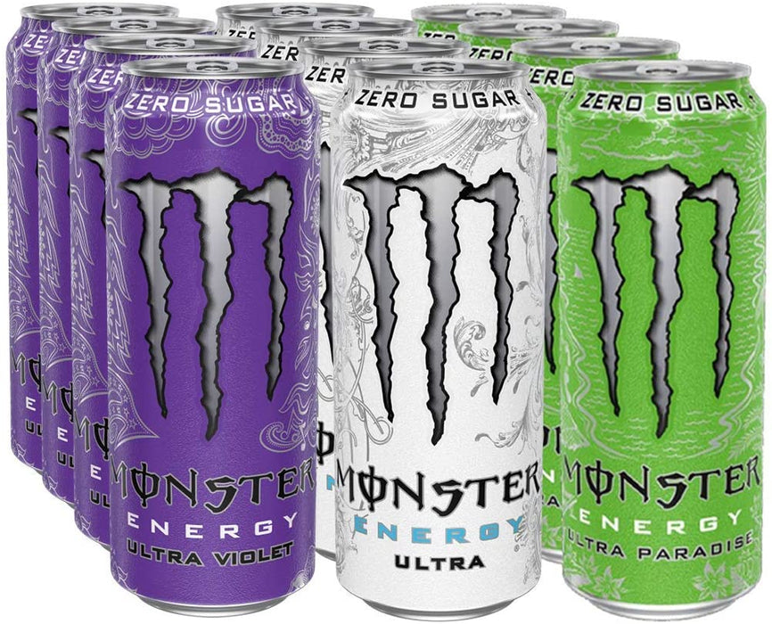 Monster Energy Ultra Zero Sugar Mixed Case (500ml x 12)  - Ultra Zero, Ultra Violet, Ultra Paradise